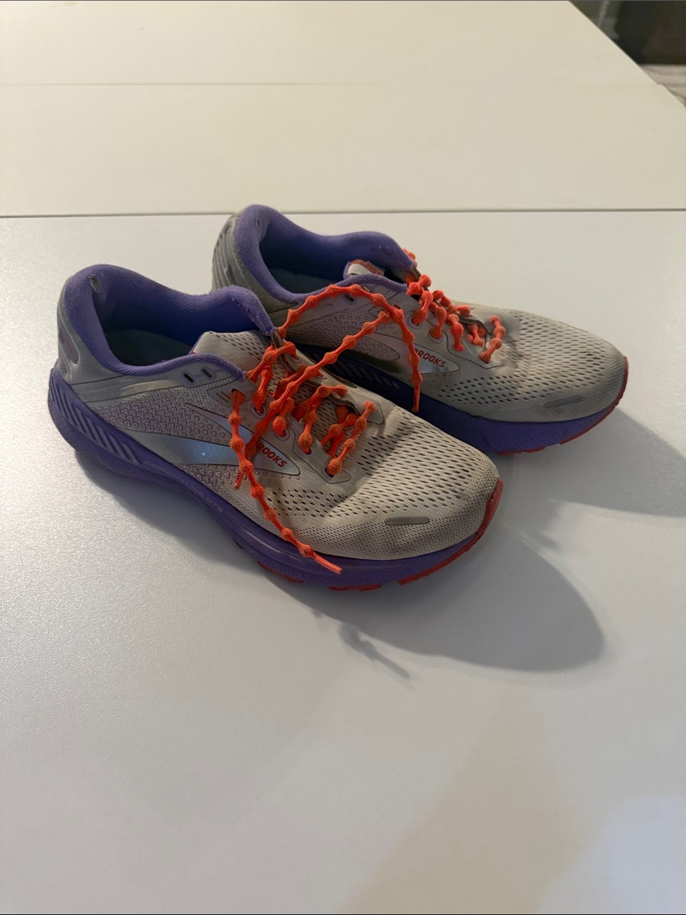 Brooks Women's Gray and Purple Running Shoes with Orange Laces
